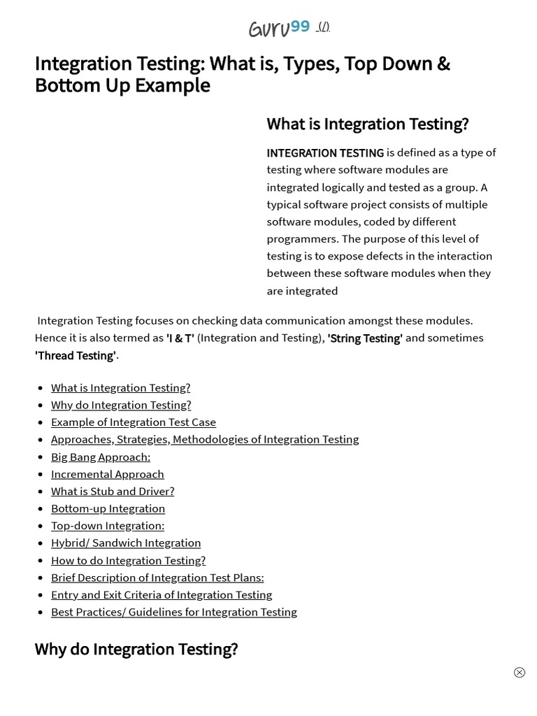 Integration Testing - What Is, Types, Top Down & Bottom Up Example ...