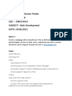 Web Development WS - Sahul Kumar Parida (20BCS4919)