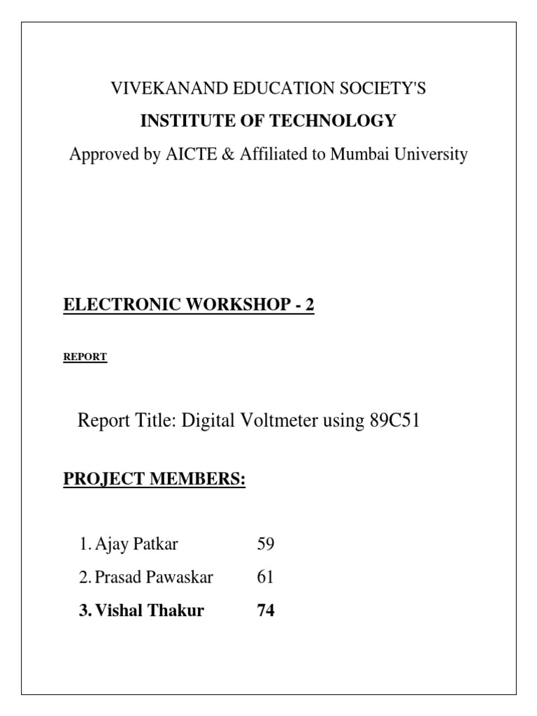 Digital Voltmeter with 89C51 Microcontroller | PDF | Analog To Digital ...
