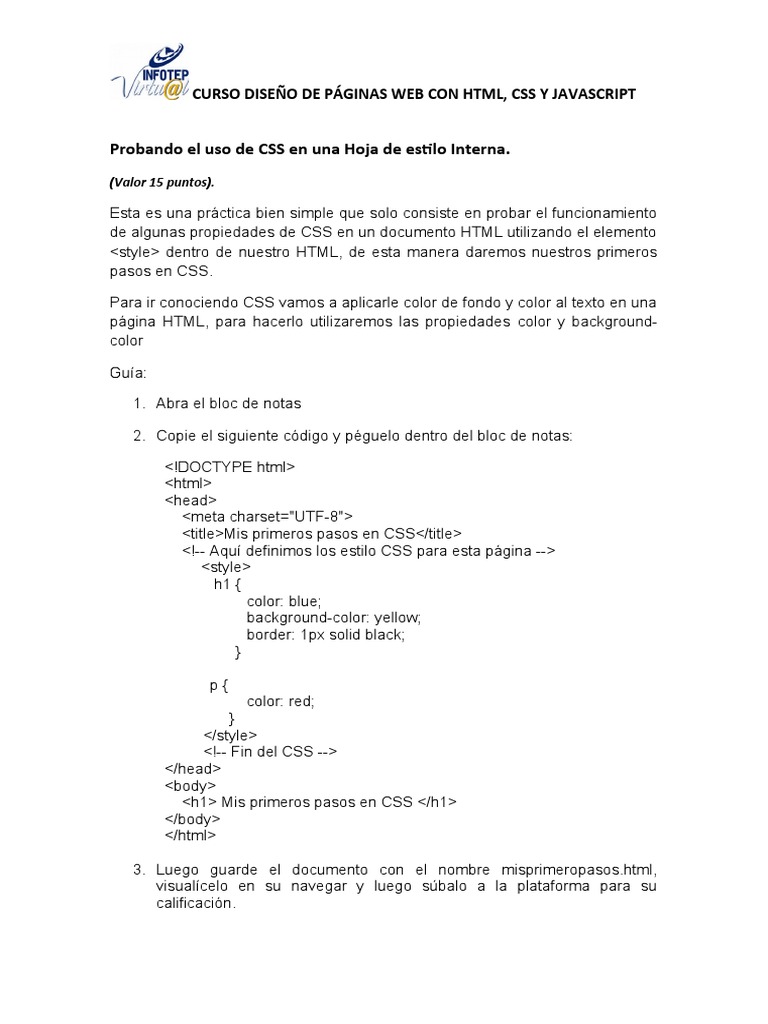 Curso de CSS: Primeros Pasos en HTML | PDF | Informática