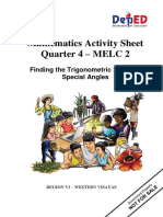 Mathematics Activity Sheet Quarter 4 - MELC 2: Finding The Trigonometric Ratios of Special Angles