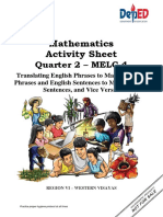 Mathematics Activity Sheet: Quarter 2 - MELC 4