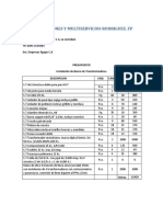 Presupuesto Extencion Arvidal y Transformadores