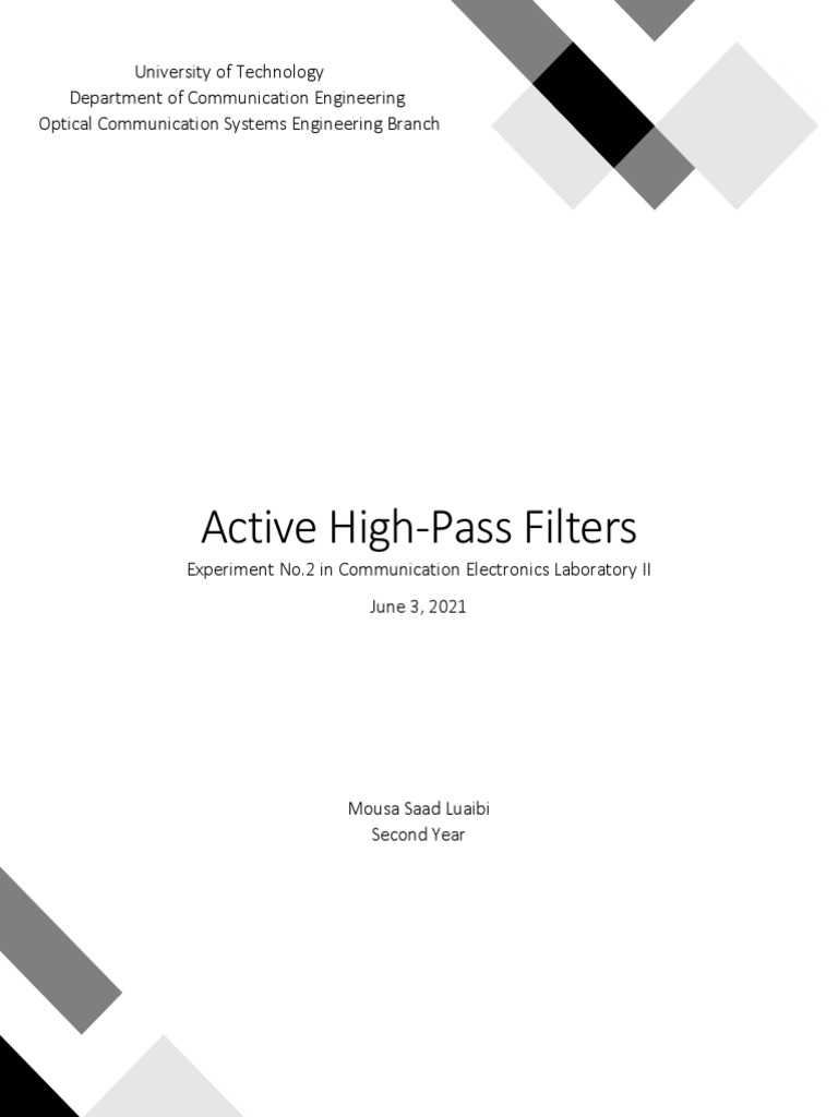 Active HighPass Filters PDF Electronic Filter Filter (Signal Processing)