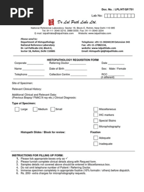 Histopathology Requisition Form