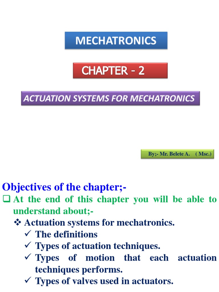 Mechatronics Actuation Systems For Mechatronics PDF Electric Motor