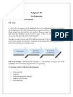 Assignment #03: Web Engineering Explain Full Stack, State Management. Full Stack