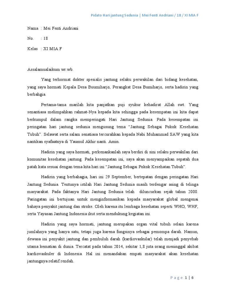 Pidato Bahasa Indonesia Hari Jantung Sedunia Pdf