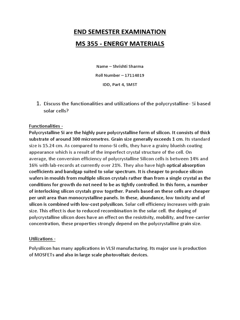 Polycrystalline Si Solar Cells Overview | PDF | Home & Garden ...