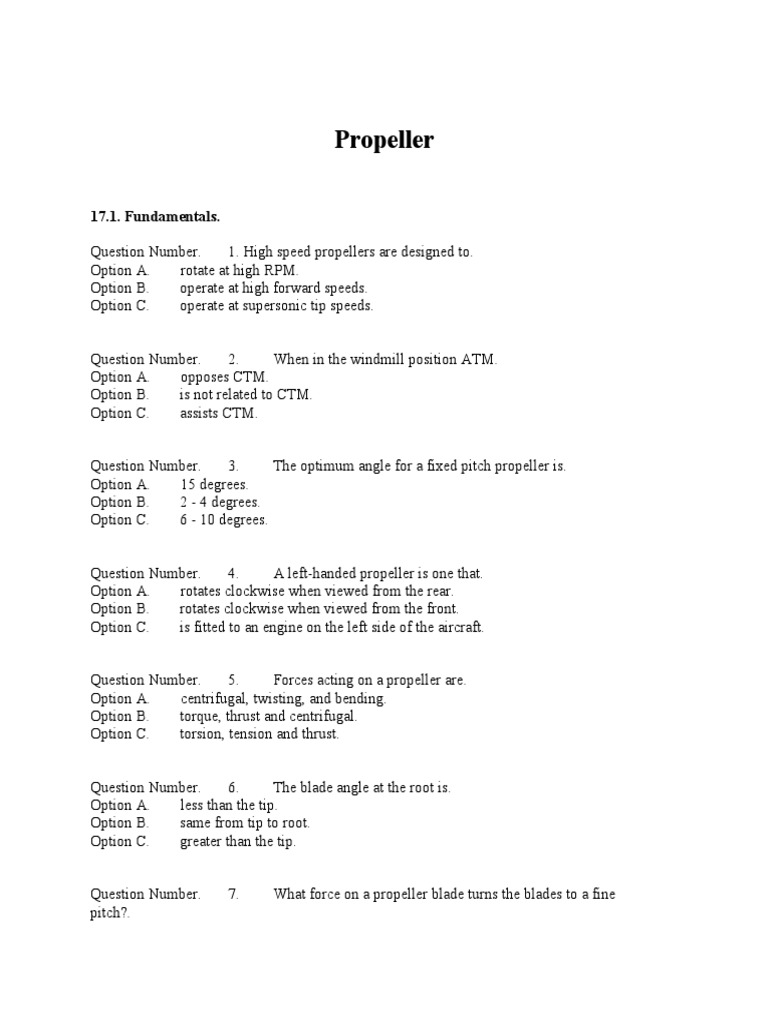 Propeller - Question Bank | PDF | Propeller | Aerospace Engineering