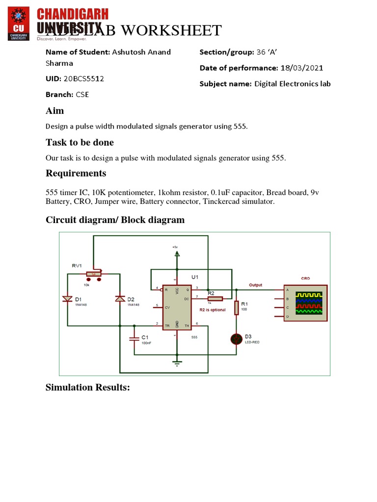 Pulse Width Modulation with 555 Timer | PDF | Technology & Engineering