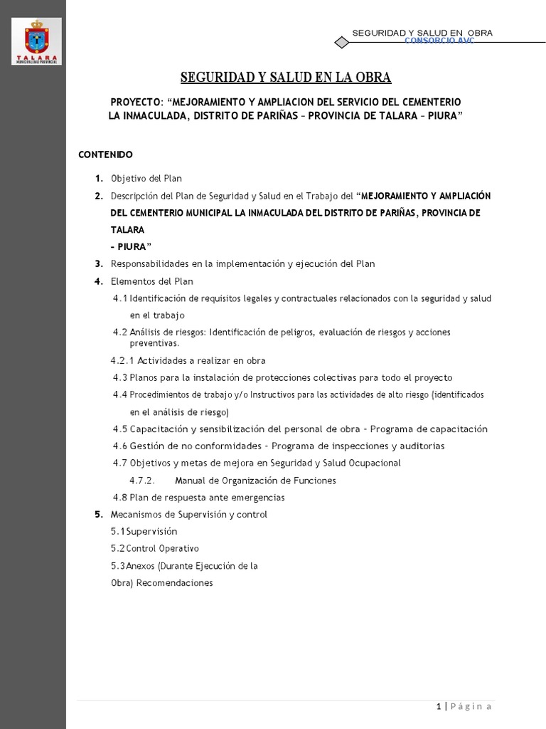 01 Plan de Seguridad y Salud en La Obra | PDF | Seguridad | Seguridad y ...