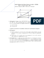 UFMS - Prova de Geometria Analítica com exercícios de planos, retas, simetria e decomposição vetorial