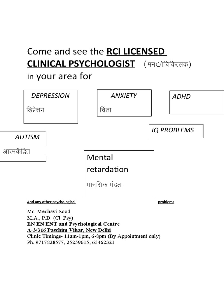 Come and See The Rci Licensed Clinical Psychologist in Your Area For PDF