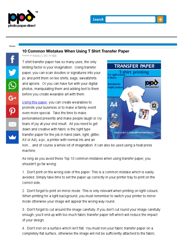 How to Avoid Common Transfer Paper Mistakes – PhotoPaperDirect UK