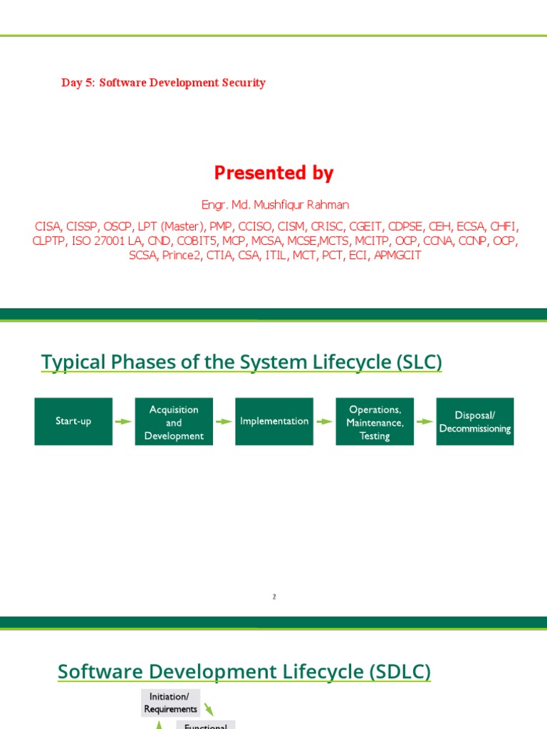 Day 5 Software Development Security | PDF | Software Development | Risk ...