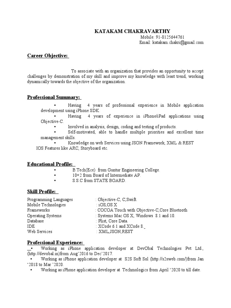 Chakrvarthy Cv Ios Xcode