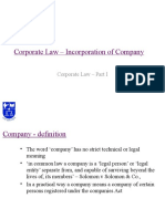 Corporate Law - Incorporation of Company