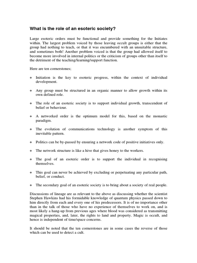 What's The Role of An Esoteric Society | PDF | Western Esotericism ...