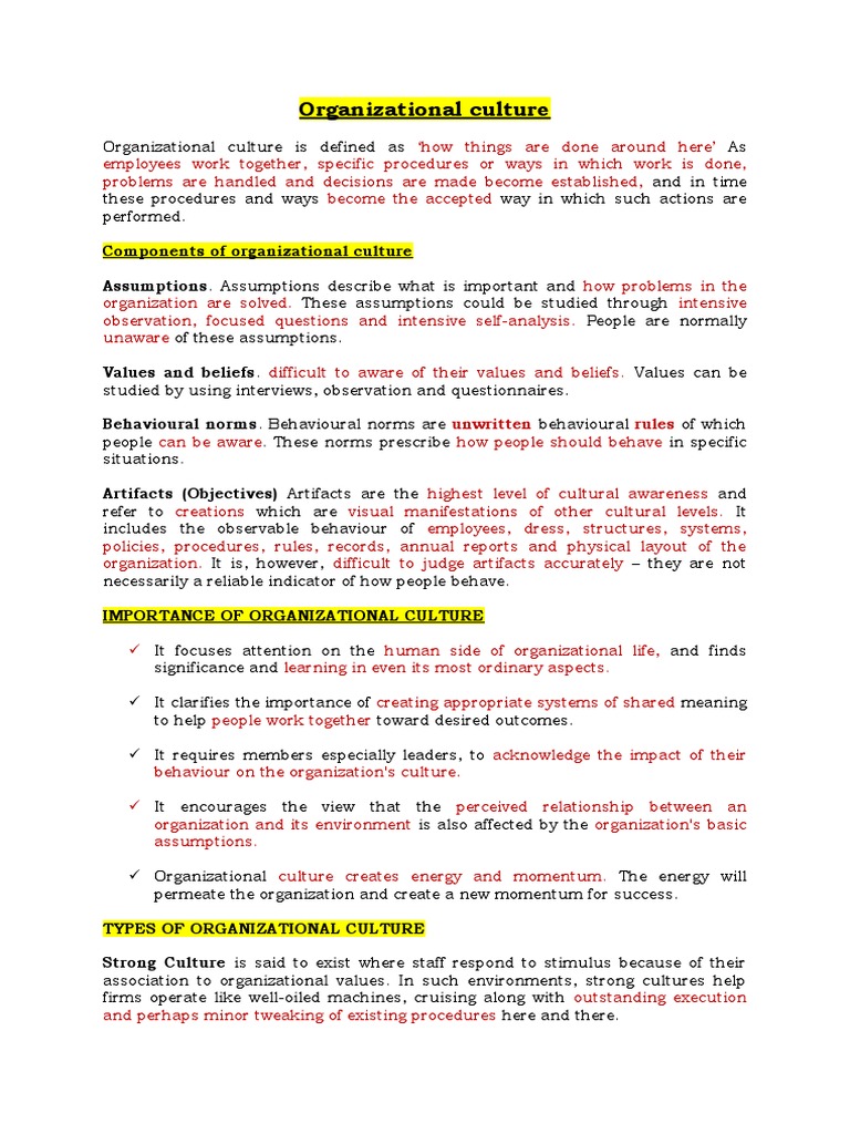 Understanding Organizational Culture | PDF | Organizational Culture ...