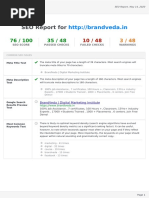 SEO Report For: Seo Score Passed Checks Failed Checks Warnings