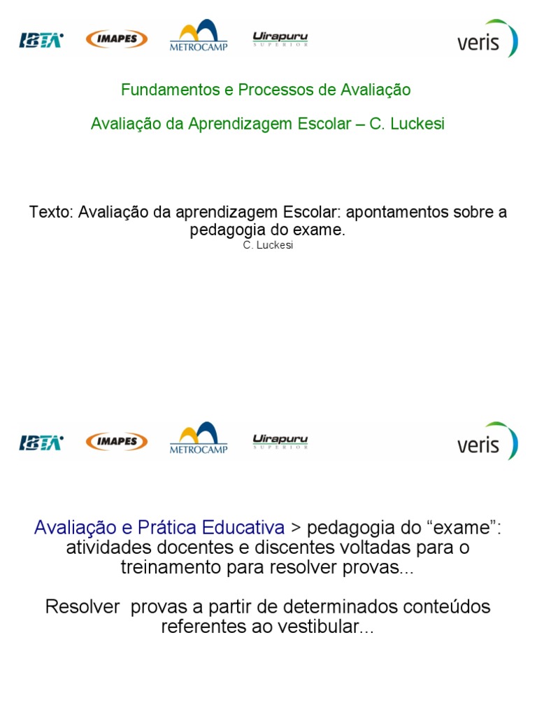 Aula 1 - Avaliação Da Aprendizagem Escolar - Pedagogia Do Exame | PDF ...