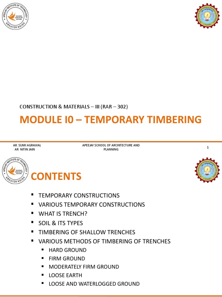 Timbering Techniques for Trenches | PDF | Loam | Soil