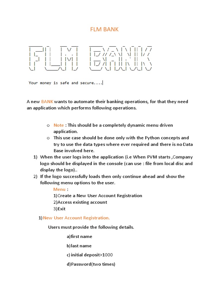 Dynamic Python Banking Application | PDF
