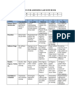 Rubrics For Assessing Lab Note Book: Criteria