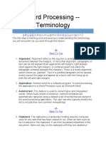 Word Processing - Terminology: A C D E F H I L M P R S T U W