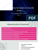 Thermometry Temprature Records Sheet: Name: Shehabeldeen Ahmed Mohamed Group: 35