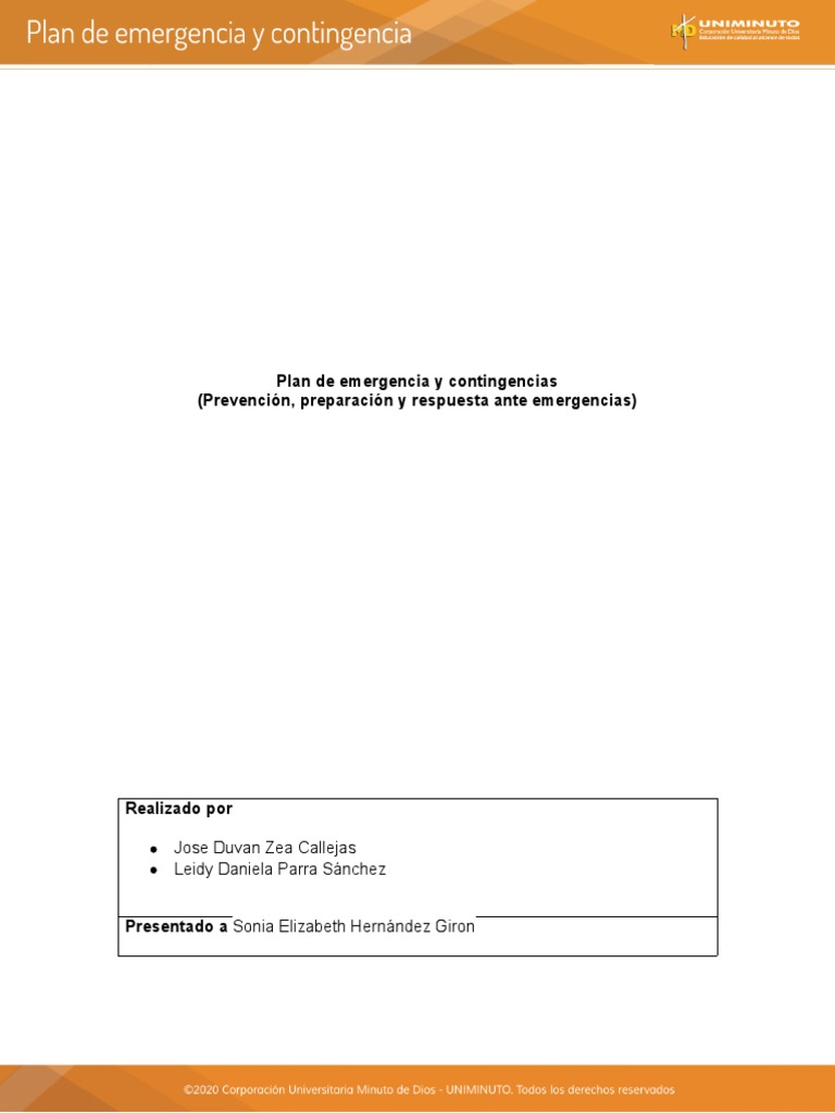 Plan de Emergencia y Contingencia | PDF | Seguridad | Riesgo