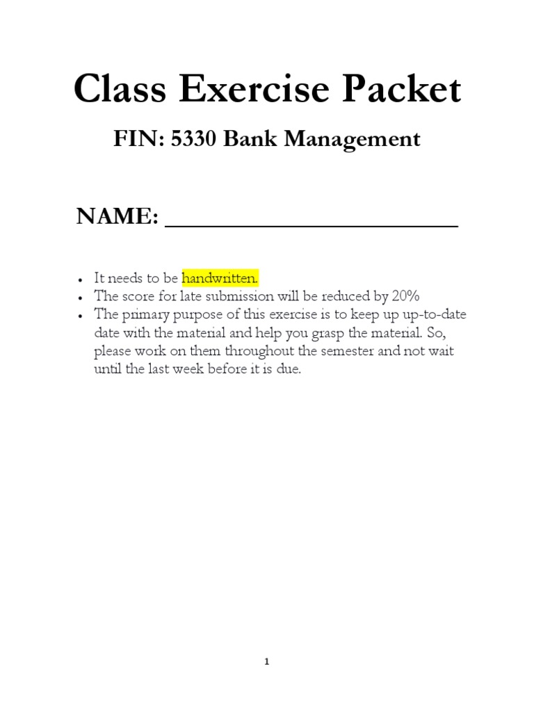 Bank Management Class Exercises | PDF | Too Big To Fail | Futures Contract