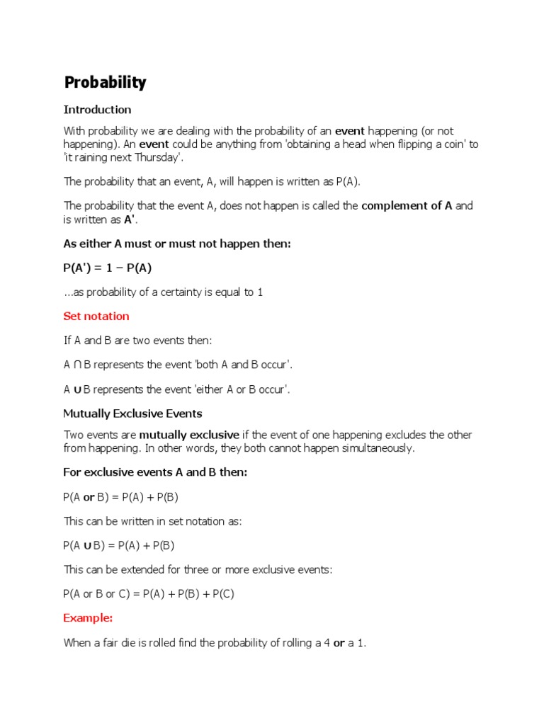 Cape pure math unit 2 probability pdf probability teaching