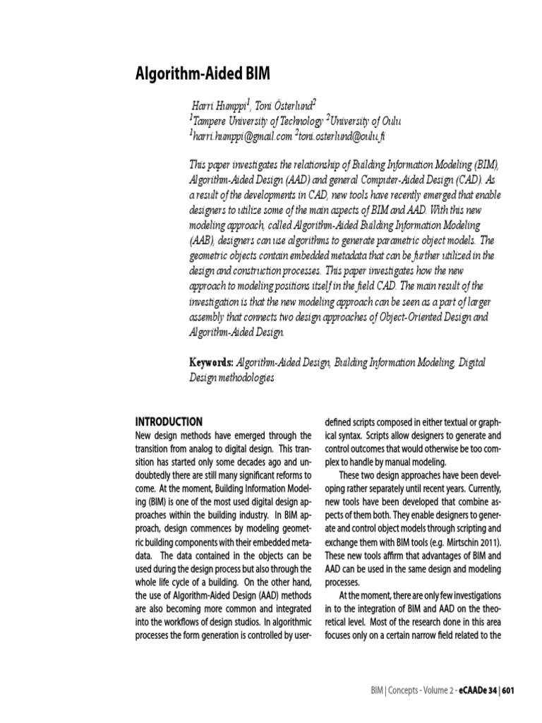 Algorithm-Aided BIM: Keywords: Algorithm-Aided Design, Building ...