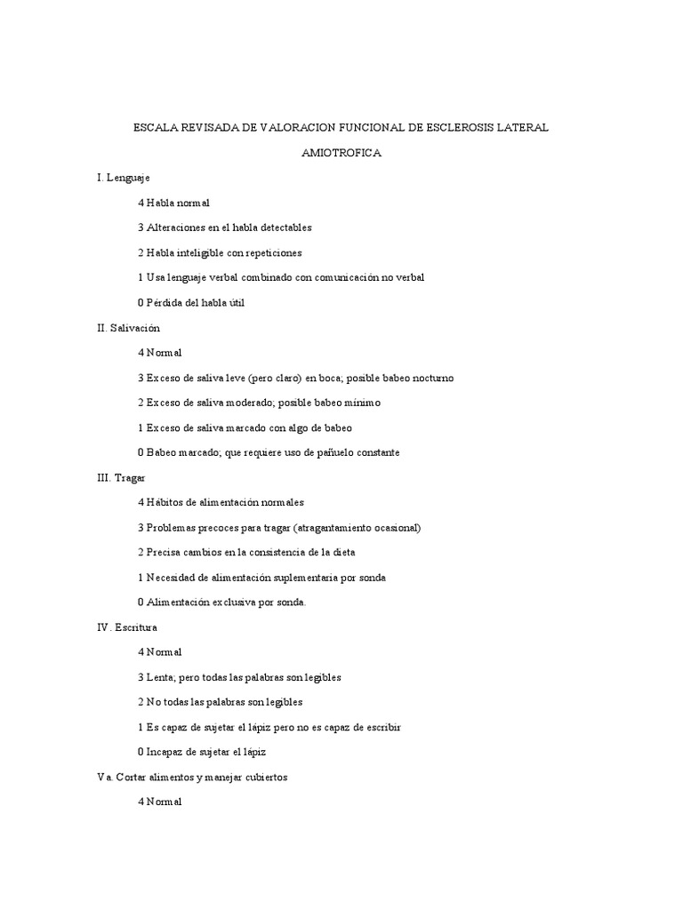 09 ELA - Escala Funcional de La ELA Revisada (ALSFRS-R) | PDF | La ...