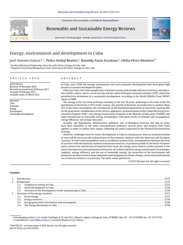 Renewable and Sustainable Energy Reviews | PDF | Petroleum | Cuba