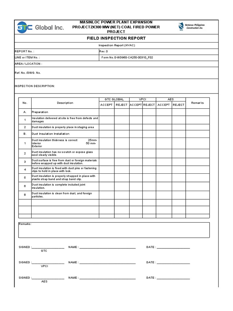 Inspection Checklist For HVAC (Duct Insulation) | PDF