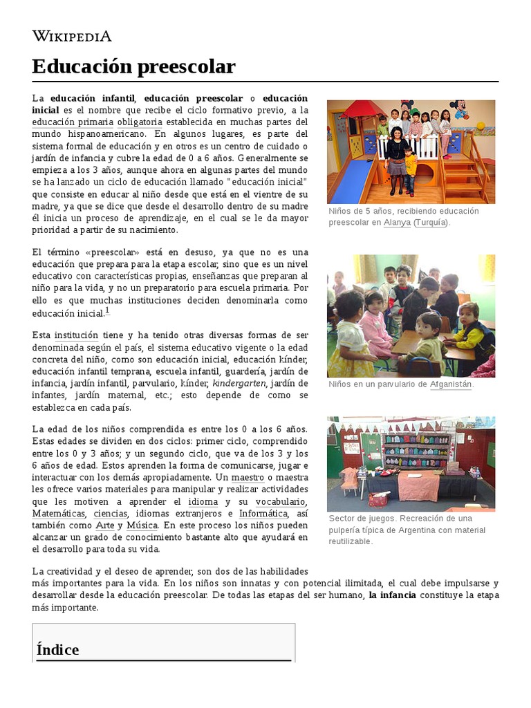 Educación Preescolar | PDF | Educación de la primera infancia | Plan de ...