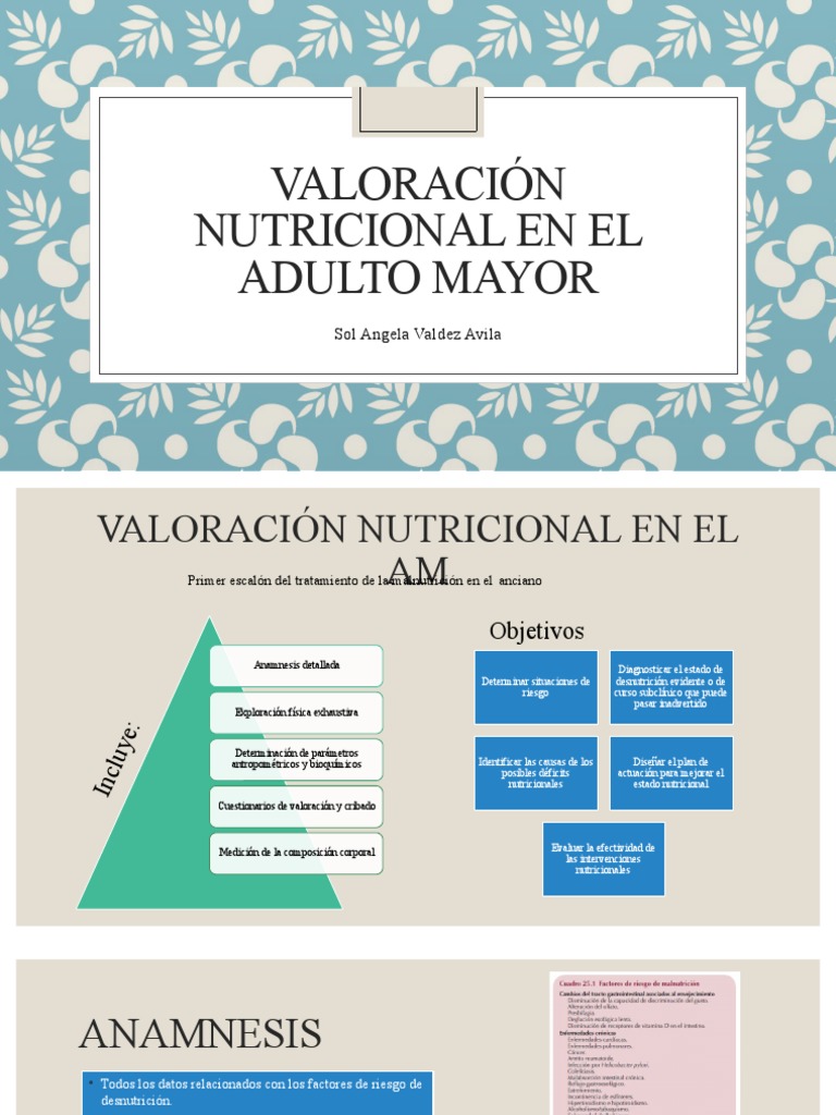 Valoración Nutricional en El Adulto Mayor | Descargar gratis PDF