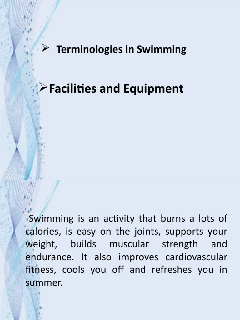 Terminologies in Swimming Facilities and Equipment PDF Swimming