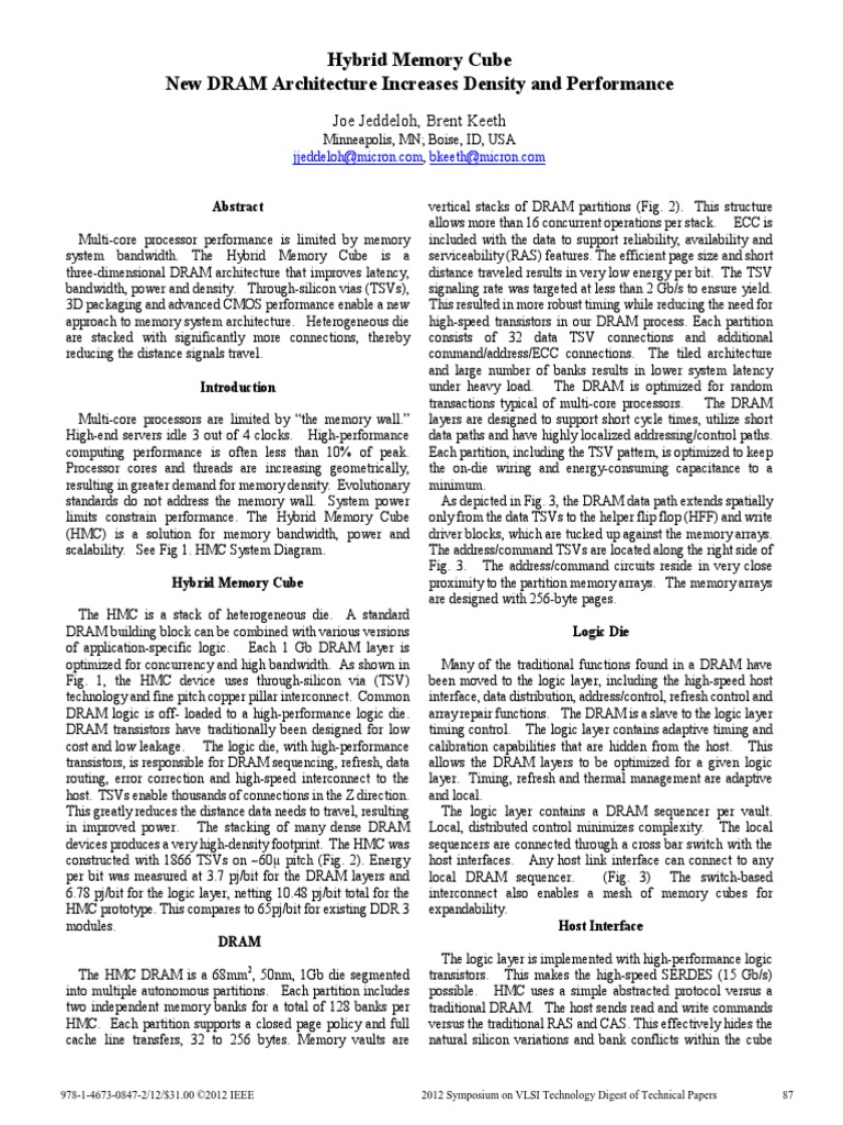 Hybrid Memory Cube New DRAM Architecture Increases Density and ...