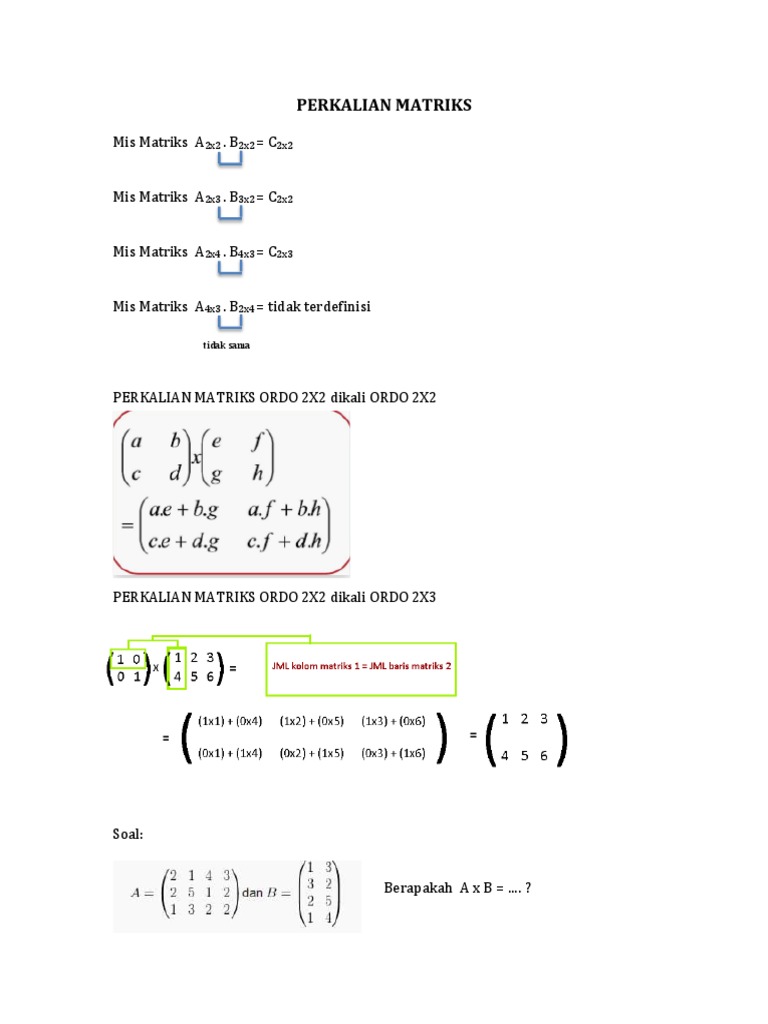 Rumus dan Contoh Perkalian Matriks | PDF