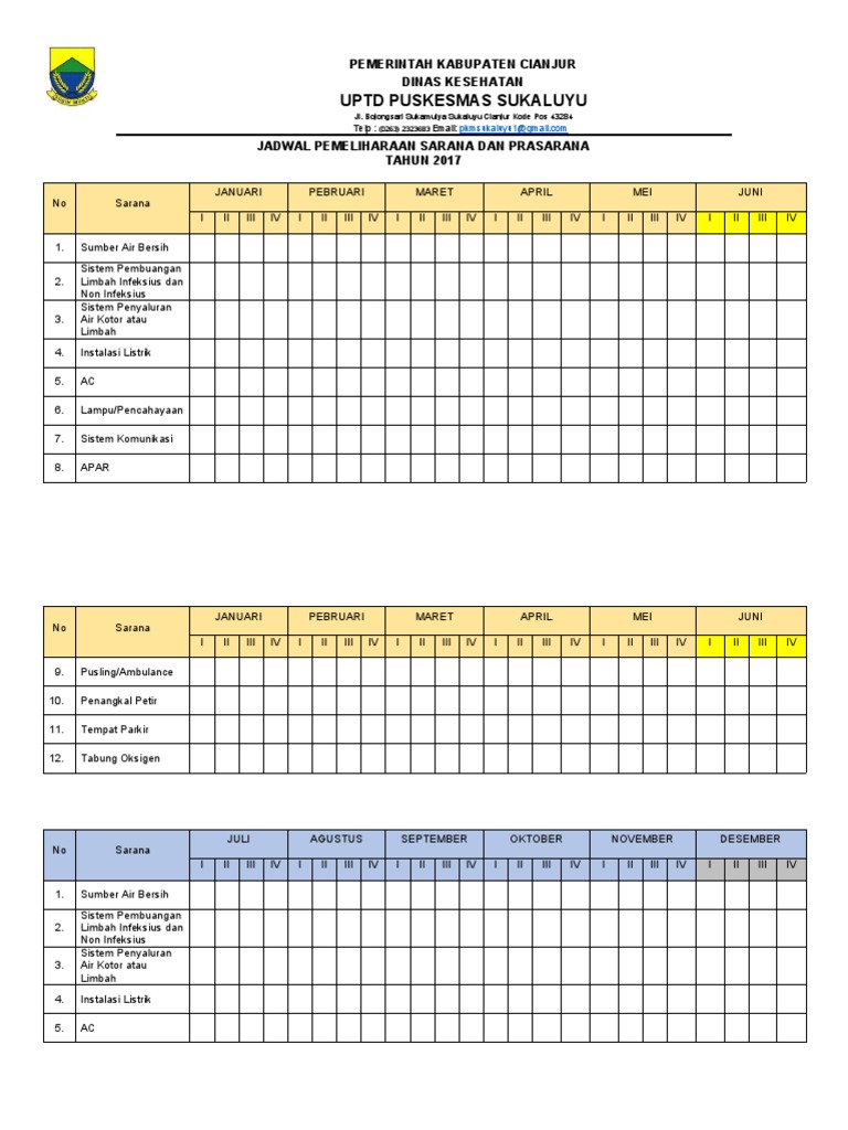 Jadwal Pemeliharaan Sarana Dan Prasarana | PDF
