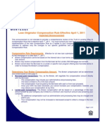 Loan Originator Compensation Rule Effective April 1, 2011: Important Announcement