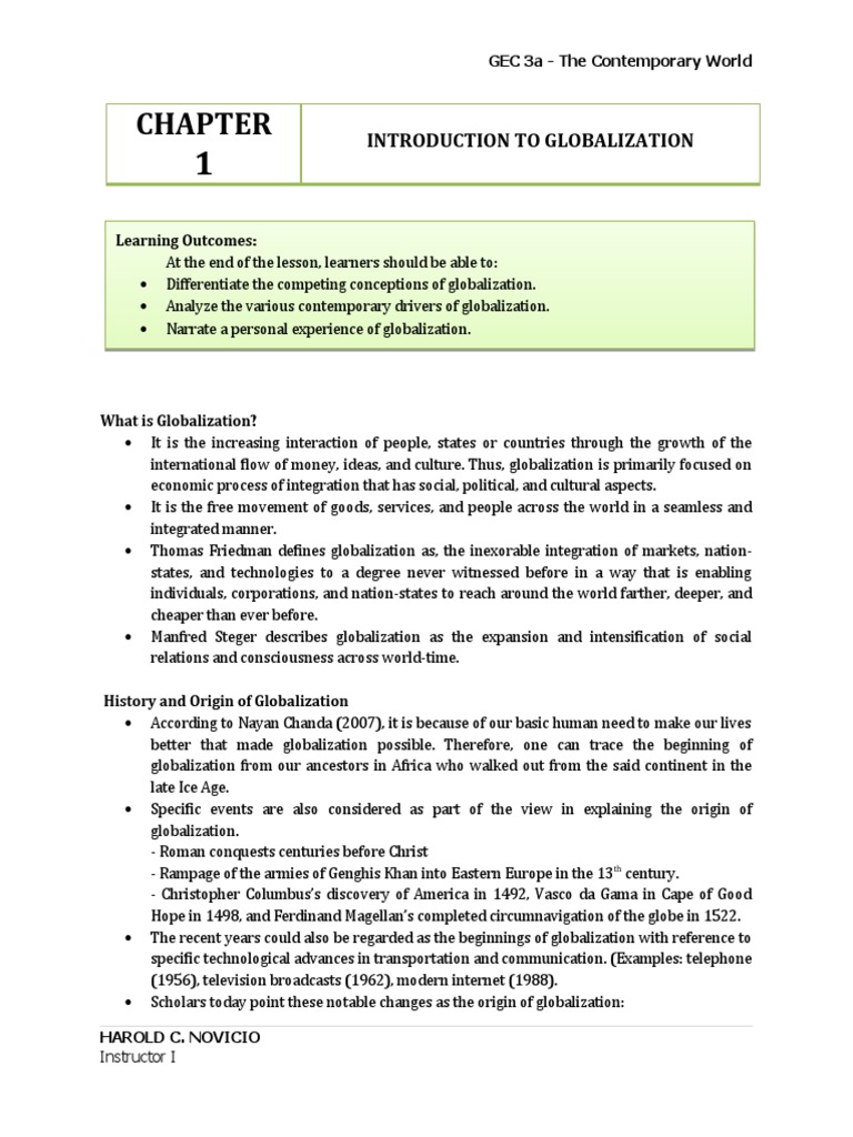 Introduction To Globalization: GEC 3a - The Contemporary World | PDF ...
