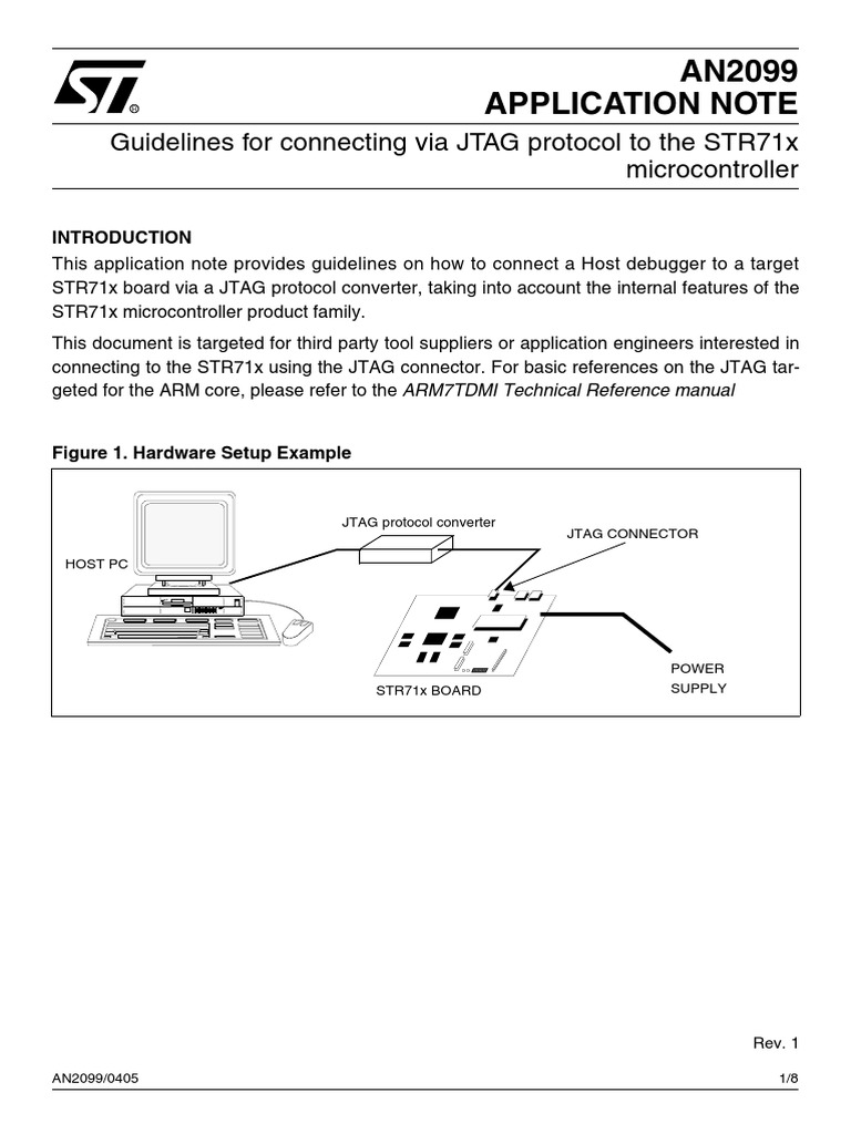 Guidelines For Connecting Via Jtag Protocol To The str71x