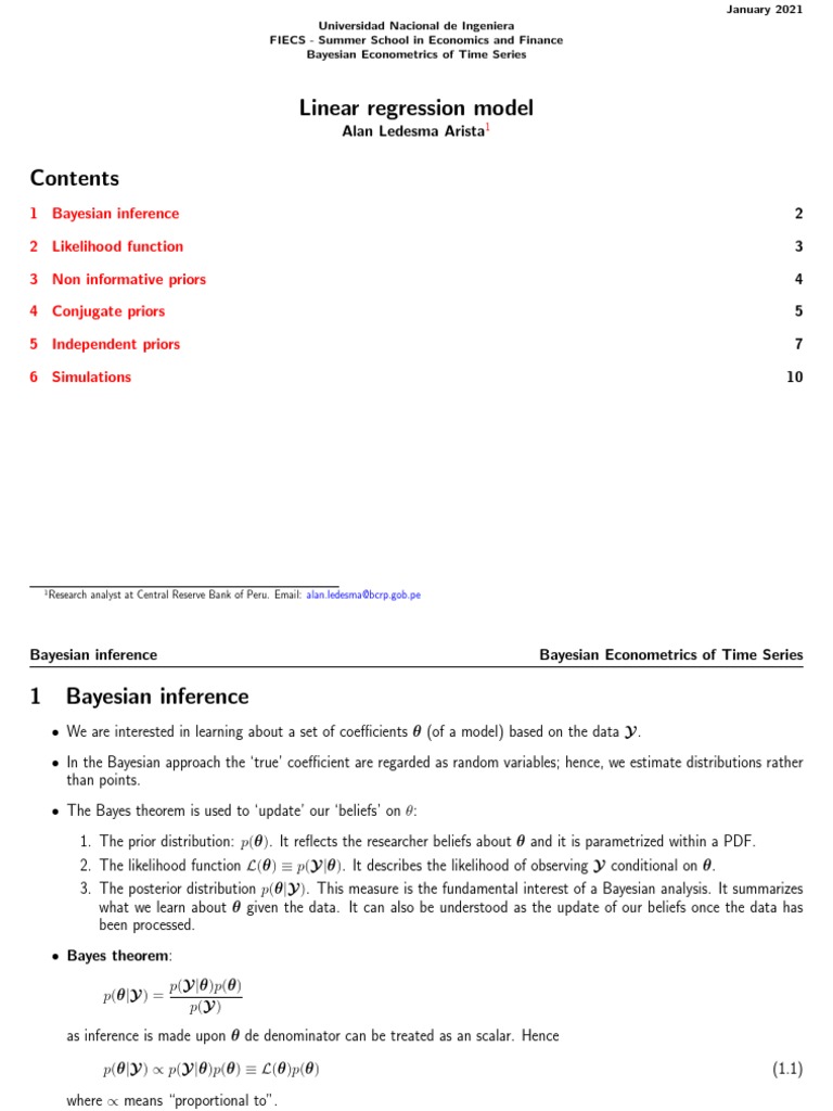 Linear Regression Model: Alan Ledesma Arista | PDF | Bayesian Inference ...