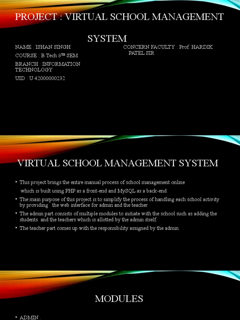 Virtual School Management System Project | PDF | Php | Computing
