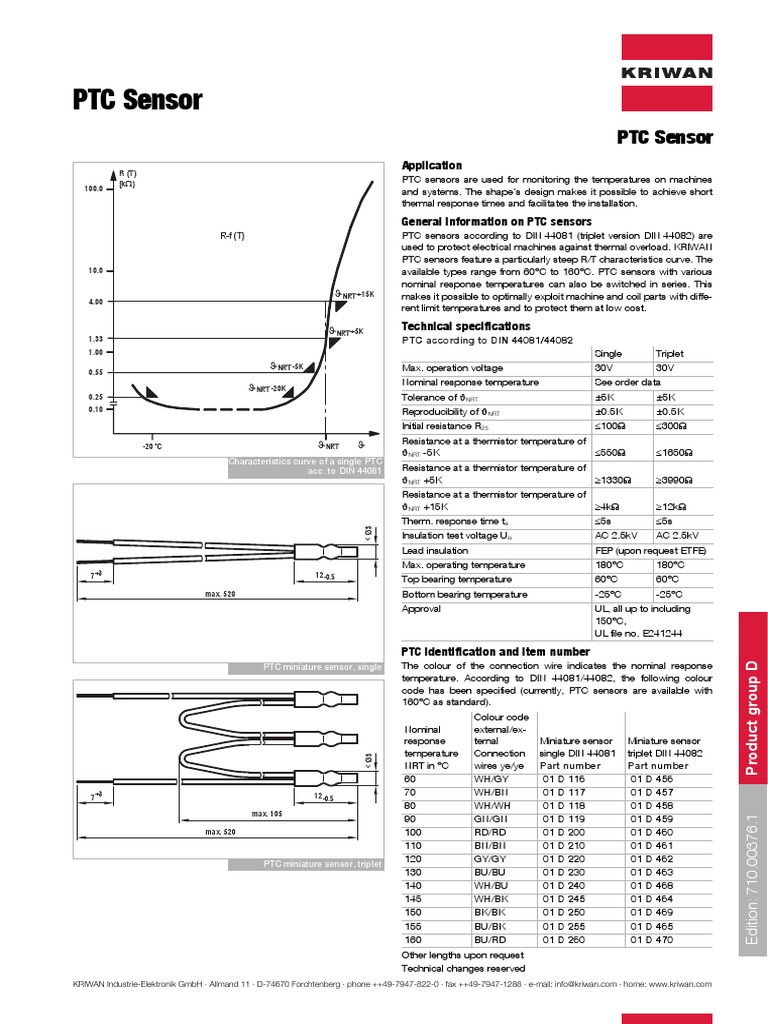 PTC Sensor | PDF | Electrical Resistance And Conductance | Electrical ...